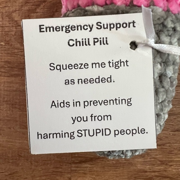 Hand Crafted Crochet Chill Pill Pink Gray Plush Super Soft Emotional Support - Picture 2 of 13